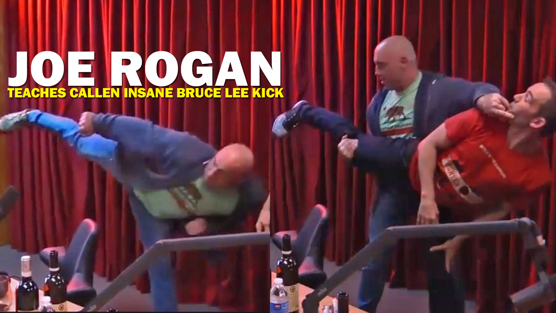 Joe Rogan teaches Bryan Callen how to throw a proper side kick MMA